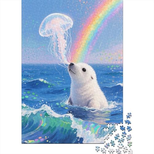 Seehund 1000 Teile Puzzles Puzzle Erwachsene Pädagogisches Spiel Herausforderung Wohnungseinrichtung Geschenke Für Erwachsene 1000pcs (75x50cm) von VGDKAOBM