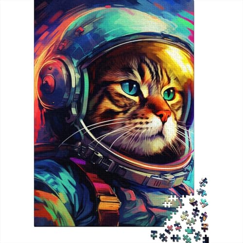 Space Katze 1000 Teile Puzzles Puzzles Für Erwachsene Wandkunst Puzzlespiel-Herausforderung Pädagogisches Spiel Herausforderung Wohnungseinrichtung Schöne Geschenkidee 1000pcs (75x50cm) von VGDKAOBM