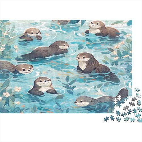 Spielende Otter 1000 Teile Puzzle Puzzle Erwachsene Puzzlespiel-Herausforderung Pädagogisches Spiel Herausforderung Home Dekoration Geschenke Für Erwachsene 1000pcs (75x50cm) von VGDKAOBM