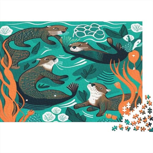 Spielende Otter 1000 Teile Puzzles Puzzles Für Erwachsene Pädagogisches Spiel Herausforderung Home Dekoration Schöne Geschenkidee 1000pcs (75x50cm) von VGDKAOBM