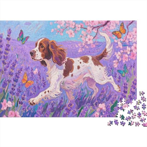 Springer Spaniel 1000 Stück Puzzle Puzzle Erwachsene Hund Puzzlespiel-Herausforderung Pädagogisches Spiel Herausforderung Home DekoRatteion Schöne Geschenkidee 1000pcs (75x50cm) von VGDKAOBM