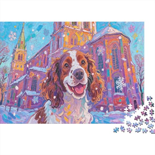 Springer Spaniel 1000 Stück Puzzle Puzzle Erwachsene Hund Puzzlespiel-Herausforderung Pädagogisches Spiel Herausforderung Wohnungseinrichtung Geschenke Für Erwachsene 1000pcs (75x50cm) von VGDKAOBM