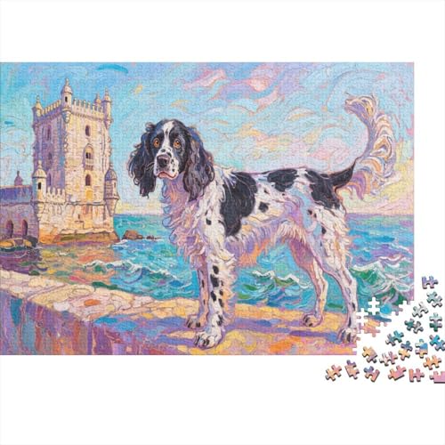 Springer Spaniel 1000 Stück Puzzle Puzzle Erwachsene Hund Puzzlespiel-Herausforderung Pädagogisches Spiel Herausforderung Wohnungseinrichtung Schöne Geschenkidee 1000pcs (75x50cm) von VGDKAOBM