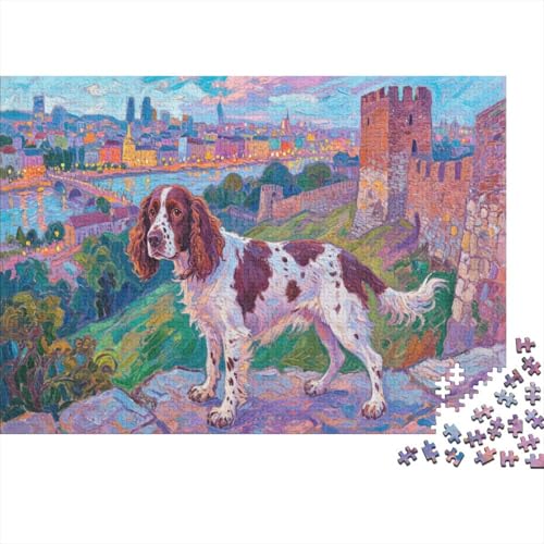 Springer Spaniel 1000 Stück Puzzle Puzzles Für Erwachsene Hund Puzzlespiel-Herausforderung Pädagogisches Spiel Herausforderung Home DekoRatteion Schöne Geschenkidee 1000pcs (75x50cm) von VGDKAOBM