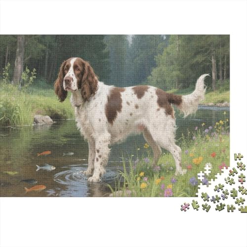Springer Spaniel 1000 Teile Puzzle Puzzle Erwachsene Hund Puzzlespiel-Herausforderung Pädagogisches Spiel Herausforderung Wohnungseinrichtung Schöne Geschenkidee 1000pcs (75x50cm) von VGDKAOBM
