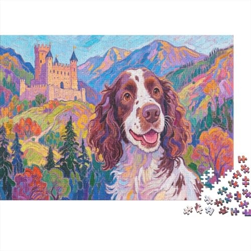 Springer Spaniel 1000 Teile Puzzles Puzzles Für Erwachsene Hund Puzzlespiel-Herausforderung Pädagogisches Spiel Herausforderung Home DekoRatteion Schöne Geschenkidee 1000pcs (75x50cm) von VGDKAOBM