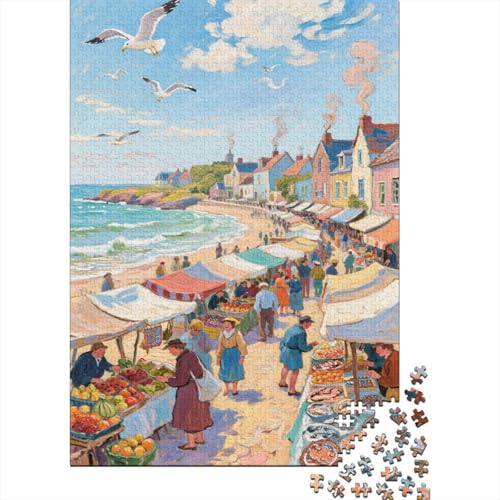 Stadt am Meer 1000 Stück Puzzle Puzzle Erwachsene Pädagogisches Spiel Herausforderung Home Dekoration Für Erwachsene Und Kinder Ab 14 Jahren 1000pcs (75x50cm) von VGDKAOBM