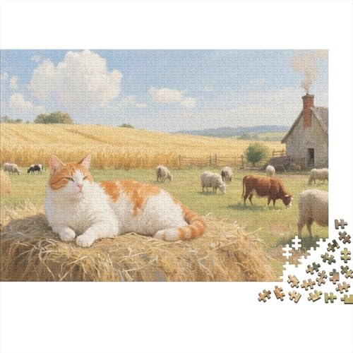 Süße Katze 1000 Teile Puzzles Puzzles Für Erwachsene Pädagogisches Spiel Herausforderung Heimdekoration Geschenke Schöne Geschenkidee 1000pcs (75x50cm) von VGDKAOBM