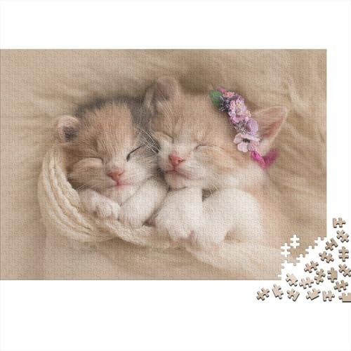 Süße kleine Katze 1000 Stück Puzzle Puzzles Für Erwachsene Katze Pädagogisches Spiel Herausforderung Wohnungseinrichtung Schöne Geschenkidee 1000pcs (75x50cm) von VGDKAOBM