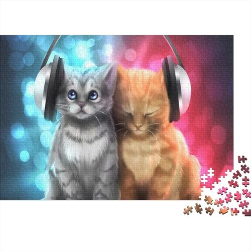 Süße kleine Katze 1000 Stück Puzzle Puzzles Für Erwachsene Katze Pädagogisches Spiel Herausforderung Wohnungseinrichtung Schöne Geschenkidee 1000pcs (75x50cm) von VGDKAOBM