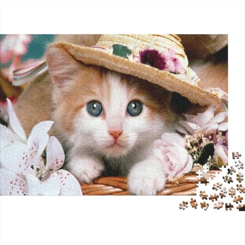 Süße kleine Katze 1000 Stück Puzzle Puzzles Für Erwachsene Katze Puzzlespiel-Herausforderung Pädagogisches Spiel Herausforderung Wohnungseinrichtung Schöne Geschenkidee 1000pcs (75x50cm) von VGDKAOBM