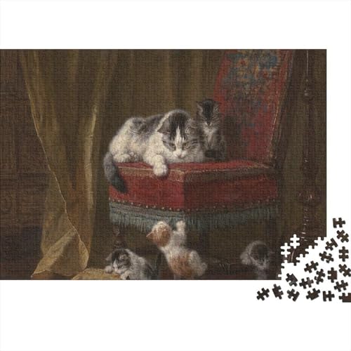 Süße kleine Katze 1000 Teile Puzzles Puzzles Für Erwachsene Katze Puzzlespiel-Herausforderung Pädagogisches Spiel Herausforderung Wohnungseinrichtung Schöne Geschenkidee 1000pcs (75x50cm) von VGDKAOBM