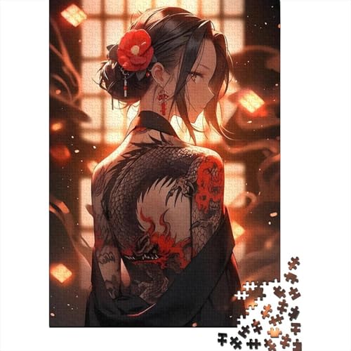 Tätowiertes Mädchen 1000 Stück Puzzle Puzzle Erwachsene Anime-Schönheit Pädagogisches Spiel Herausforderung Wohnungseinrichtung Schöne Geschenkidee 1000pcs (75x50cm) von VGDKAOBM