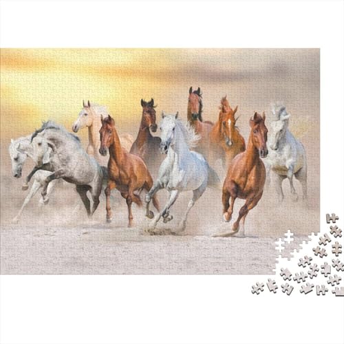 Tier Pferd 1000 Teile Puzzles Puzzle Erwachsene Pferderennen Puzzlespiel-Herausforderung Pädagogisches Spiel Herausforderung Home Dekoration Geschenke Für Erwachsene 1000pcs (75x50cm) von VGDKAOBM