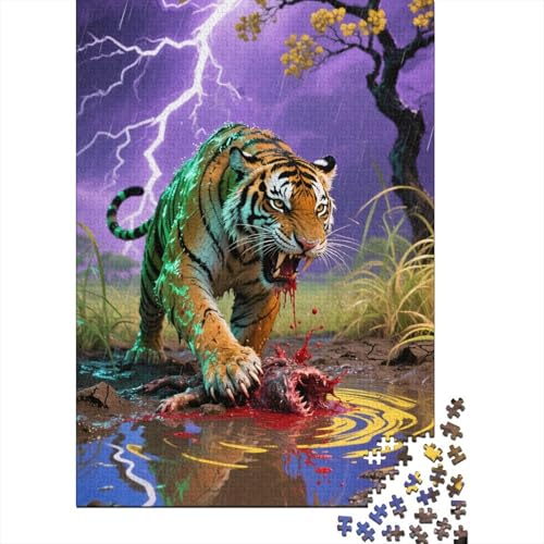 Tiger 1000 Teile Puzzles Puzzle Erwachsene Pädagogisches Spiel Herausforderung Wohnungseinrichtung Schöne Geschenkidee 1000pcs (75x50cm) von VGDKAOBM