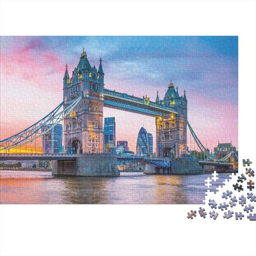 Tower Bridge 1000 Teile Puzzles Puzzles Für Erwachsene Puzzlespiel-Herausforderung Pädagogisches Spiel Herausforderung Wohnungseinrichtung Schöne Geschenkidee 1000pcs (75x50cm) von VGDKAOBM