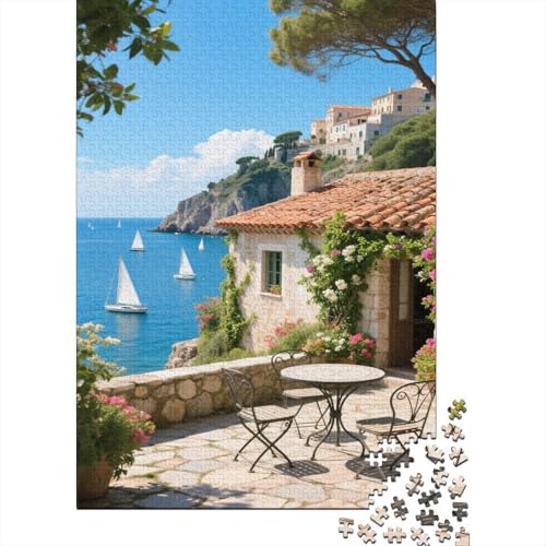 Villa am Meer 1000 Teile Puzzles Puzzle Erwachsene Pädagogisches Spiel Herausforderung Wohnungseinrichtung Schöne Geschenkidee 1000pcs (75x50cm) von VGDKAOBM