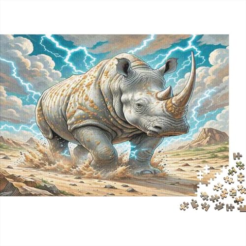 Weißes Nashorn 1000 Stück Puzzle Puzzle Erwachsene Puzzlespiel-Herausforderung Pädagogisches Spiel Herausforderung Heimdekoration Geschenke Schöne Geschenkidee 1000pcs (75x50cm) von VGDKAOBM