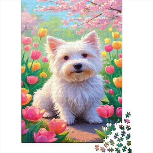 West Highland White Terrier 1000 Teile Puzzles Puzzle Erwachsene Puzzlespiel-Herausforderung Pädagogisches Spiel Herausforderung Home Dekoration Geschenke Für Erwachsene 1000pcs (75x50cm) von VGDKAOBM