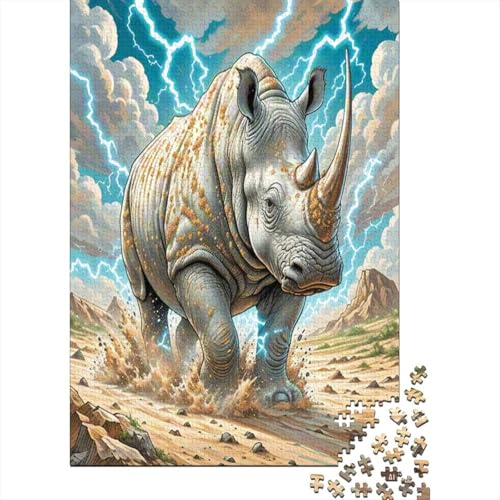 White Nashorn 1000 Teile Puzzles Puzzles Für Erwachsene Pädagogisches Spiel Herausforderung Home Dekoration Schöne Geschenkidee 1000pcs (75x50cm) von VGDKAOBM