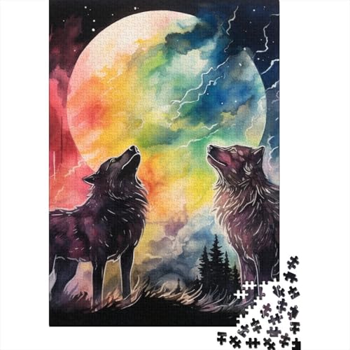 Wolf in der Nacht 1000 Stück Puzzle Puzzle Erwachsene Wolf Pädagogisches Spiel Herausforderung Wohnungseinrichtung Geschenke Für Erwachsene 1000pcs (75x50cm) von VGDKAOBM