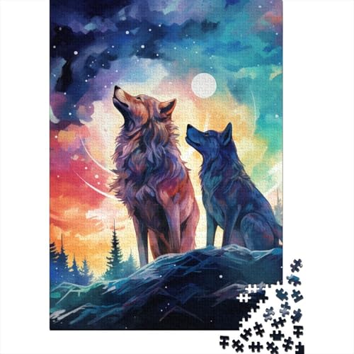 Wolf in der Nacht 1000 Stück Puzzle Puzzle Erwachsene Wolf Puzzlespiel-Herausforderung Pädagogisches Spiel Herausforderung Wohnungseinrichtung Schöne Geschenkidee 1000pcs (75x50cm) von VGDKAOBM