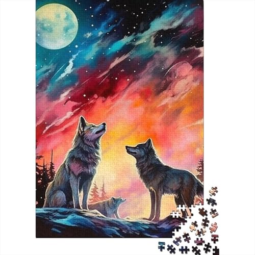 Wolf in der Nacht 1000 Stück Puzzle Puzzles Für Erwachsene Wolf Pädagogisches Spiel Herausforderung Home Dekoration Geschenke Für Erwachsene 1000pcs (75x50cm) von VGDKAOBM