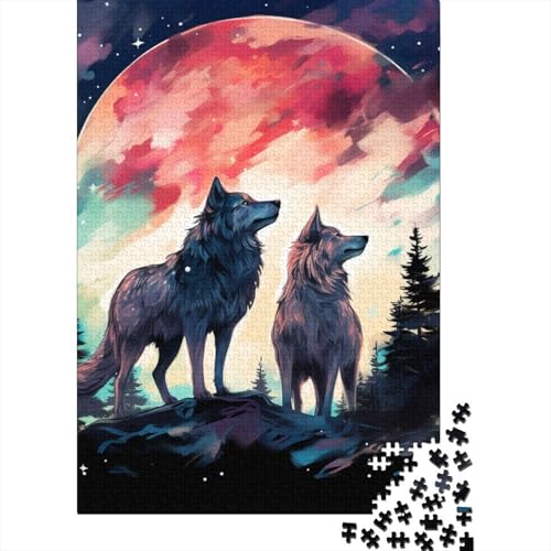 Wolf in der Nacht 1000 Stück Puzzle Puzzles Für Erwachsene Wolf Pädagogisches Spiel Herausforderung Wohnungseinrichtung Geschenke Für Erwachsene 1000pcs (75x50cm) von VGDKAOBM