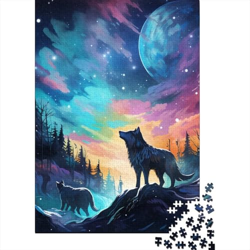 Wolf in der Nacht 1000 Teile Puzzle Puzzles Für Erwachsene Wolf Puzzlespiel-Herausforderung Pädagogisches Spiel Herausforderung Home Dekoration Geschenke Für Erwachsene 1000pcs (75x50cm) von VGDKAOBM