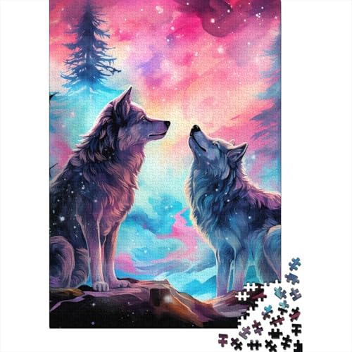 Wolf in der Nacht 1000 Teile Puzzle Puzzles Für Erwachsene Wolf Puzzlespiel-Herausforderung Pädagogisches Spiel Herausforderung Home Dekoration Schöne Geschenkidee 1000pcs (75x50cm) von VGDKAOBM