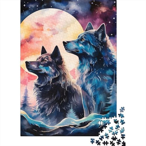 Wolf in der Nacht 1000 Teile Puzzles Puzzles Für Erwachsene Wolf Pädagogisches Spiel Herausforderung Wohnungseinrichtung Geschenke Für Erwachsene 1000pcs (75x50cm) von VGDKAOBM