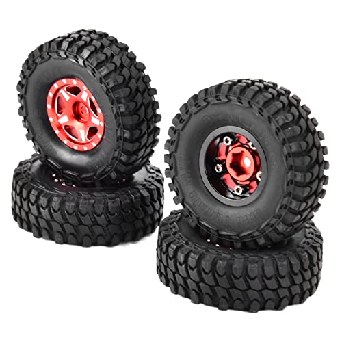 4 STÜCKE RC Autoreifen, 1in 1/24 RC Autoreifen Gummi RC Fahrzeug Crawler Autoreifen für Axiale SCX24 90081 AXI00001 AXI00002(Rot) Modellauto Zubehör von VGEBY