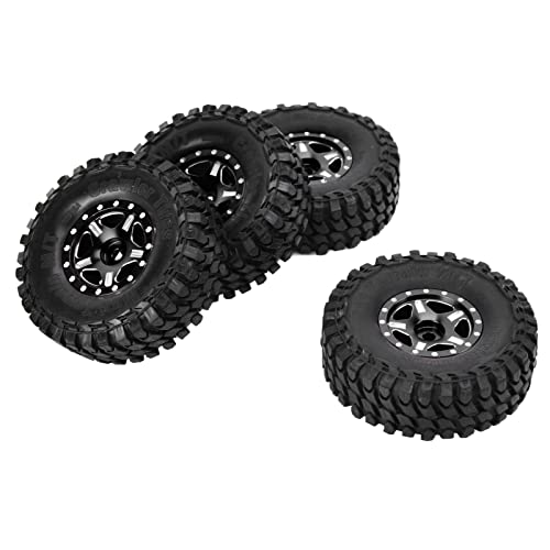4 STÜCKE RC Autoreifen, 1in 1/24 RC Autoreifen Gummi RC Fahrzeug Crawler Autoreifen für Axiale SCX24 90081 AXI00001 AXI00002(schwarz) Modellauto Zubehör Lautsprecher von VGEBY