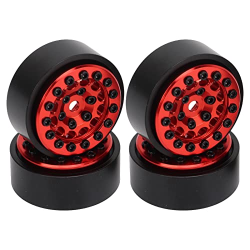 4 Stücke RC Beadlock Felge, 12 Löcher Aluminium RC Crawler Radnabe Felge für FMS FCX24 1/24 Crawler (Rot) von VGEBY
