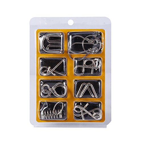 VGEBY 8 Puzzles, 8 Teile/Set Metalldraht IQ Test Brain Teaser Mind Puzzles Spiel für Erwachsene und Kinder Spielzeug Smart Games von VGEBY