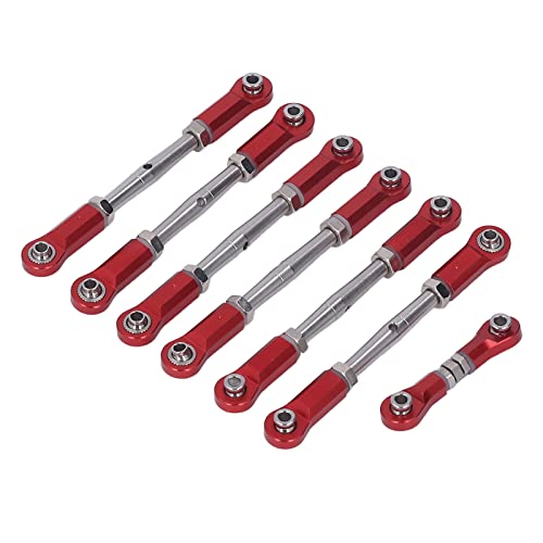 Einstellbare Krawatte Link Rod Set, 7 STÜCKE RC Metall Lenkung Servo Link für Traxxas 1/10 RC Auto Einstellbare Krawatte Link Rod Set:(Rot) von VGEBY