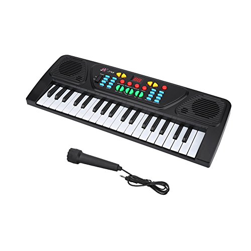 Elektronische multifunktionale Tastatur mit 37 Noten, Mini-Piano mit kompaktem Design, Lernspielzeug für Verschiedene Töne und Rhythmen mit Mini-Mikrofon, Kinder von VGEBY