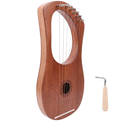 Holz Saitenharfe, Lyre Harfe Palisander Langlebige stabile Saite Tragbarer Drehschlüssel Holz 7 Metall Saiteninstrument Holz Saitenharfe, Lyre Harfe Palisander Langlebige stabile Saite Tragbarer Drehschlüssel Holz 7 Metall Saiteninstrument von VGEBY