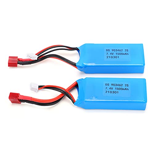 Lipo-Akku, 2 Stück 7,4 V 1500 MAh Lithium-Batterien 15C T-Stecker Lithium-Ionen-Akku Zubehör Für Modellflugzeuge von VGEBY