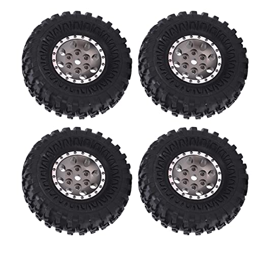 RC Auto Reifen, 4 Stück 55mm RC Gummi Reifen Aluminium Felgen mit Messing Combiner für SCX24 1/24 RC Auto() Modellauto Zubehör Krafttraining von VGEBY