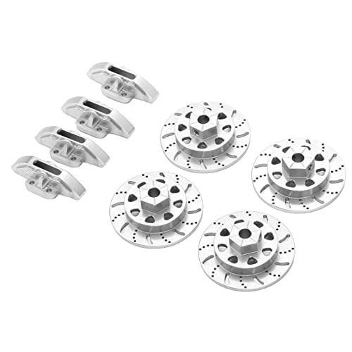 RC Bremsscheibe, RC Simulation Bremsscheibe Aluminium Hohe Festigkeit 1/10 Fernbedienung Auto Metall Upgrade Teile für Axial RBX10(Silber) Modellauto Zubehör Vergnügungseinrichtungen von VGEBY