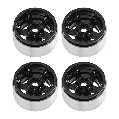 RC Felgen, 4 Stücke 1, 9 Zoll Aluminium RC Beadlock Radnabe für Axiale SCX10 90046 AXI 03007 für REDCAT MST 1/10 Auto(schwarz) Modellauto Zubehör Für Autoteile von VGEBY