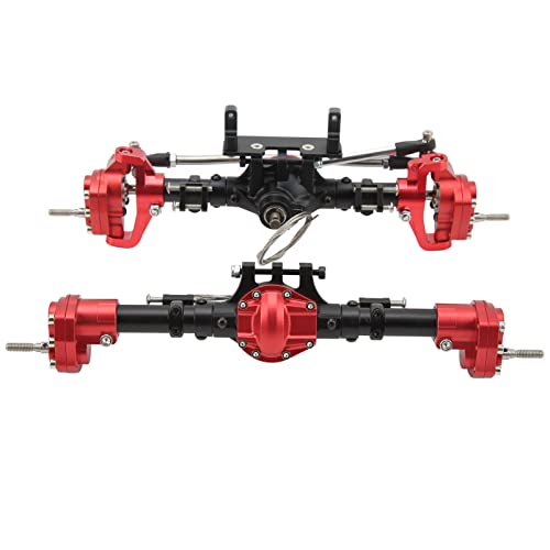VGEBY RC-Portalachsen-Set, Vorne Hinten CNC-Differenzialsperre für Axial SCX10 I II III 90046 90047 1/10 RC-Auto (Rot) von VGEBY