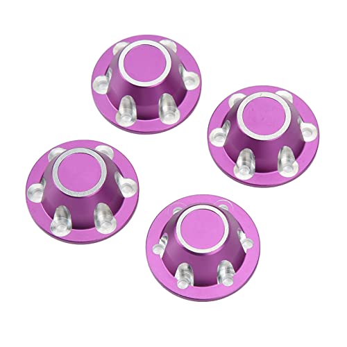 RC Zubehör, 4 Stücke Aluminium Radnabe Staubkappe Radnabe Abdeckung für AXIALE 1/6 SCX6 JLU Fernbedienung Auto(Lila) Modellauto Zubehör Äußere Tragen von VGEBY