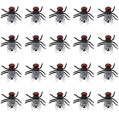 VGEBY 20 Stück Fake-Fliegen-Spielzeug, Kunststoff, Tragbar, Simuliert, Lebensechte Halloween-Party-Fliegen, Modell-Witzspielzeug-Set (Fliege) von VGEBY