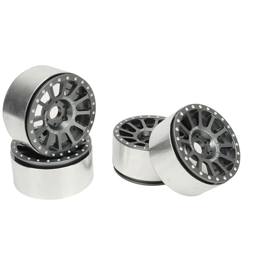 VGEBY 4 Stück 2,6 Zoll Beadlock Wheels Felgen, Ferngesteuerte Autoräder aus Aluminiumlegierung für 1/10 RC Crawler (Silber Weiss) von VGEBY