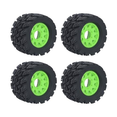 VGEBY 4 Stück RC Crawler Wheels Reifen, Kunststoff-Radnabenfelgen und Gummireifen-Set für 1/8 1/10 RC Crawler Car von VGEBY