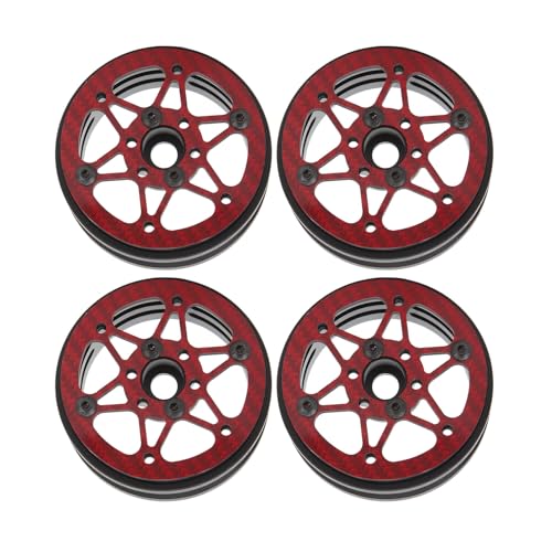 VGEBY 4-teilige RC-Auto-Radfelge, 1,9 Zoll, Hohe Festigkeit, Perfekte Leistung, RC-Auto-Radnabe für 1/10 RC-Auto (Rot) von VGEBY