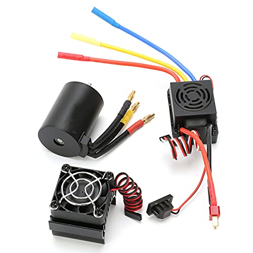 VGEBY Brushless Motor ESC, 3650 3900KV Wasserdicht 4 Pole Brushless Motor 60A ESC Kühlkörper Combo Set Kompatibel für 1/10 RC Auto Automodell Spielzeug von VGEBY