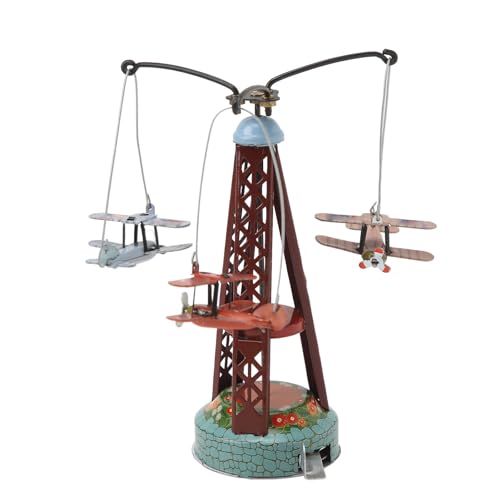 VGEBY Doppeldecker Rotierendes Spielzeug aus Weißblech, Nostalgie, Rotierendes Flugzeugspielzeug, Doppeldecker-Ornament von VGEBY